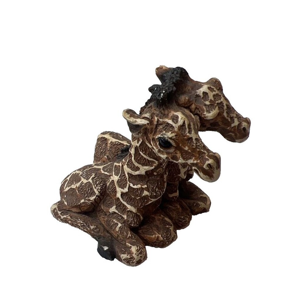 Giraffe Couple Stone Critters Littles Figurine 2.5 Inches African Safari Vintage